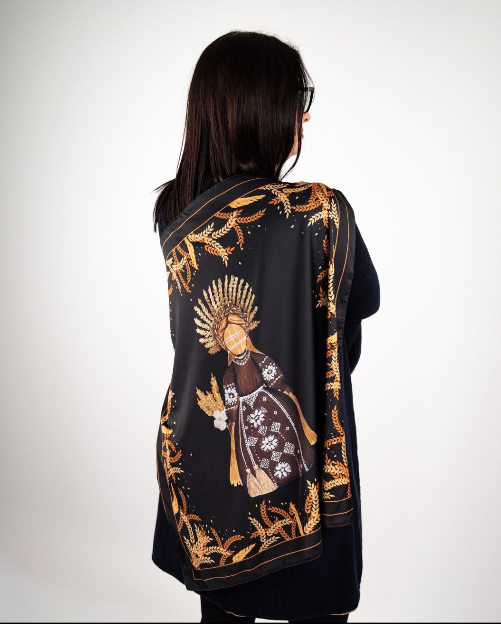 хустка шовкова золоте колосся