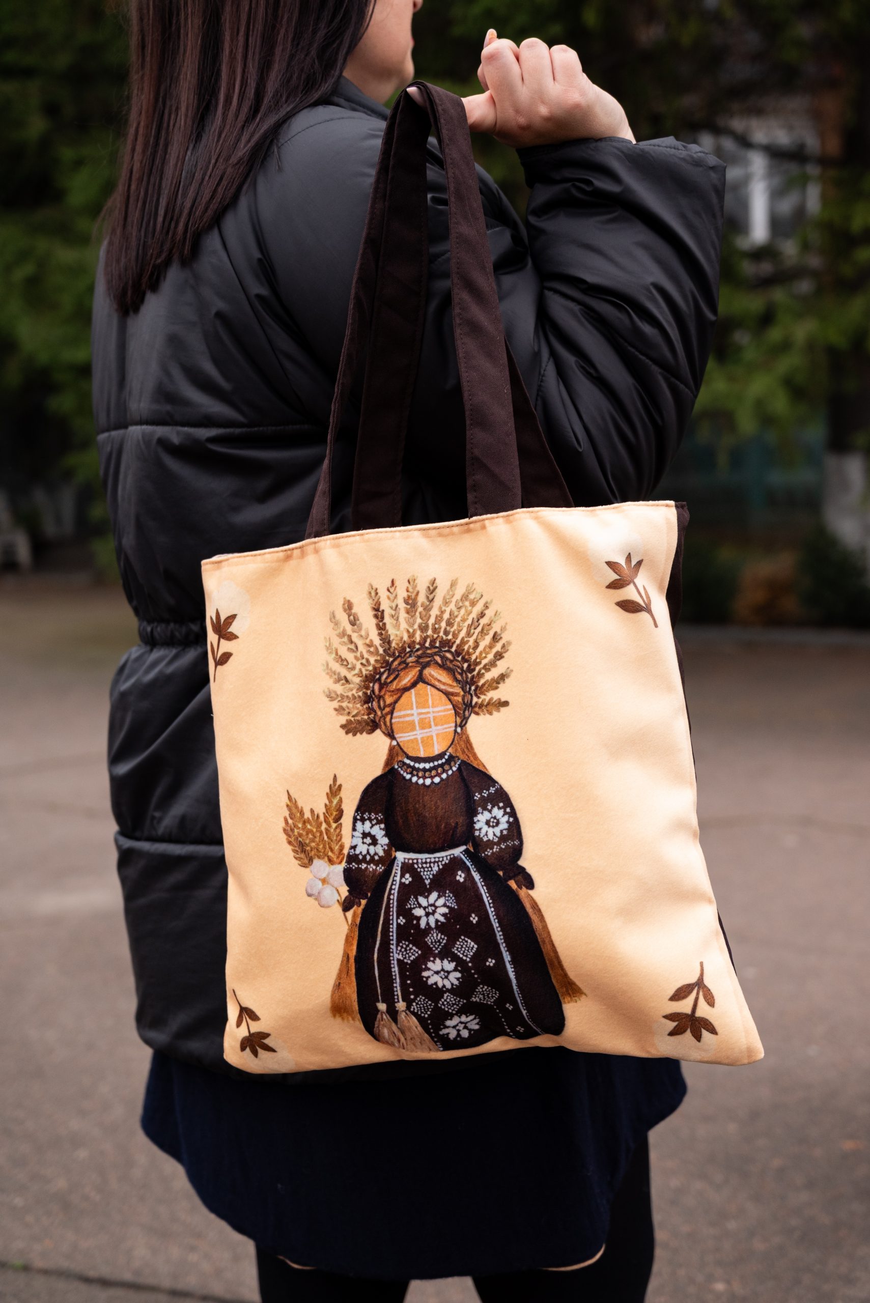 мотанка бавовна шопер беж шопер мотанка оберіг квітки бавовни